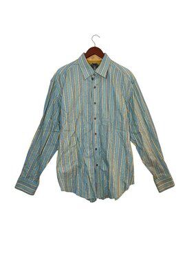 Robert Graham Striped Flip Cuff Long Sleeve Casual Button Up Shirt Mens 2XL